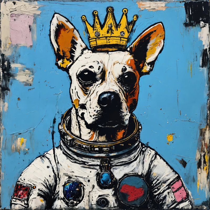 Spacedog 1-Homage-Basquiat  Giclee on Gallery Wrapped Canvas, 36" H x 36" W