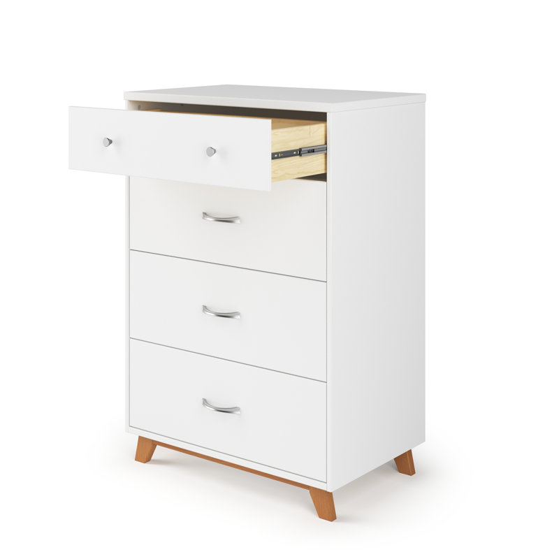 Commode 4 tiroirs Soho, Blanc/naturel