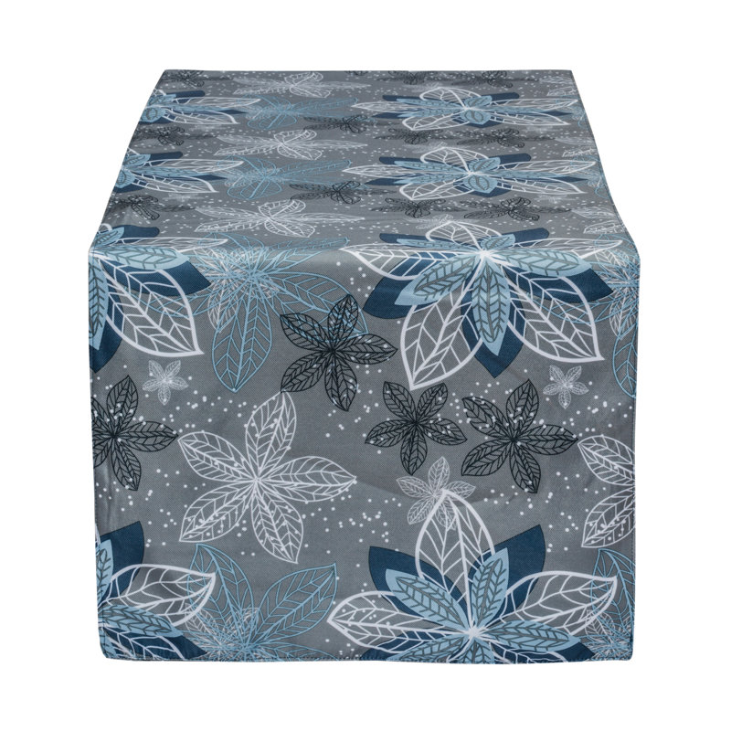 Chemin de table poinsettia print Vinci, L 53 po x l 19,5 po, Gris