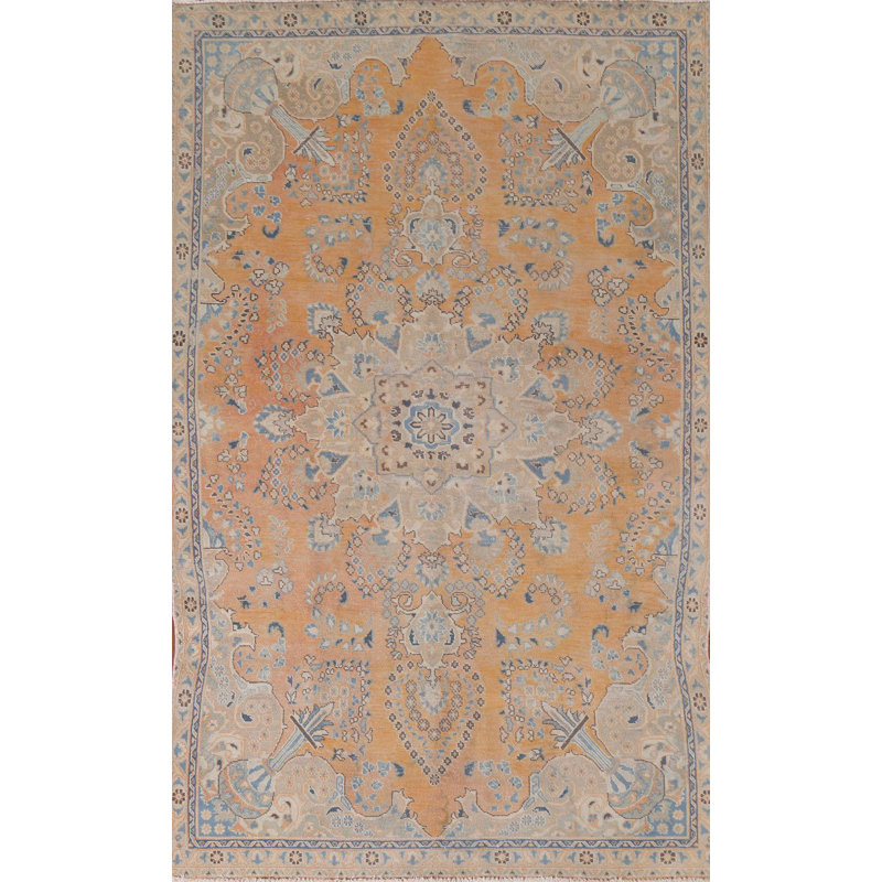 Tapis traditionnel délavé à motif floral 6 x 9