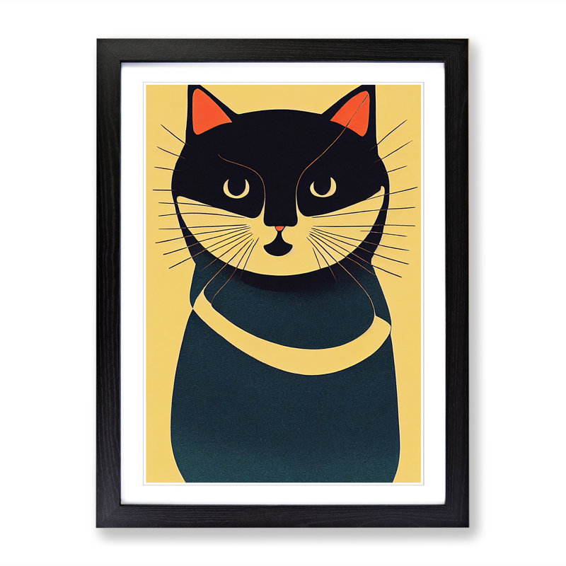 Cat Mid Century Vol.3 - Picture Frame Print, Black Framed, 64cm H x 46cm W