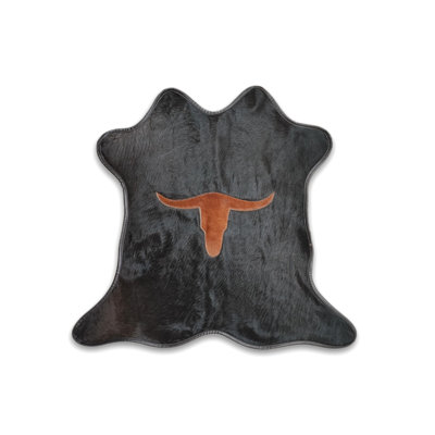 Mini cuir de vache avec bordure et motif longhorn