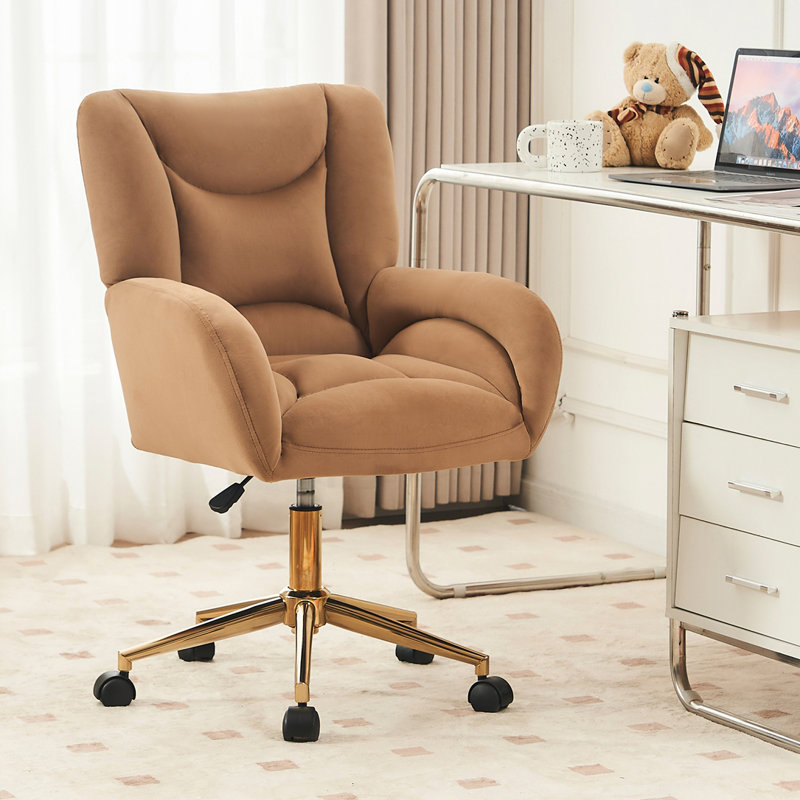 Chaise de bureau pivotante 360, Café, Velours