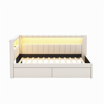 Upholstered Corner Daybed with LED Lights and Storage by Brayden Studio