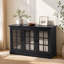 Meuble de rangement de 114 cm de large avec 3 portes en acrylique miroir, buffet avec étagères réglables, revêtements décoratifs en stratifié et panneau en MDF avec porte magnétique