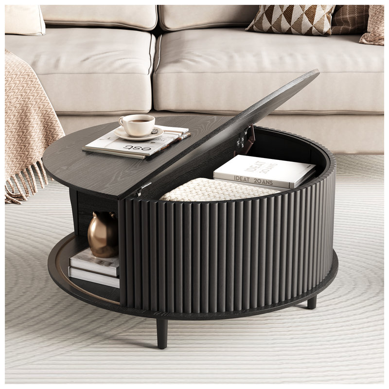 Table basse avec rangement Mid-Century, Noir
