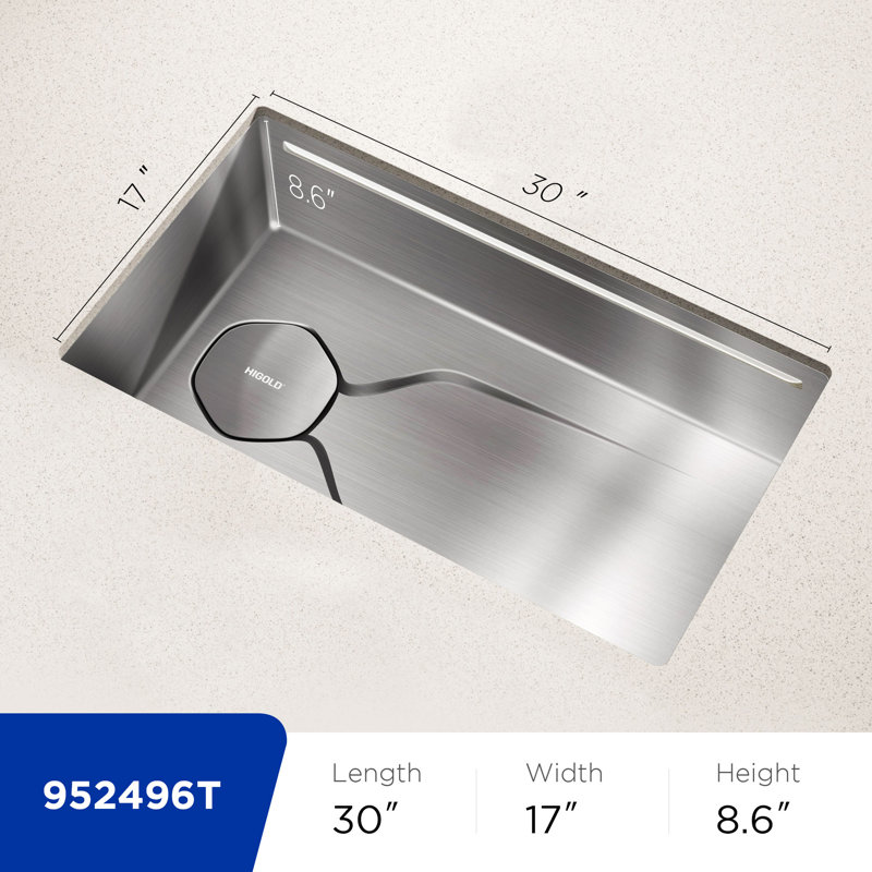 HIGOLD LS1.O PRO 30 Inch Undermount Stainless Steel Kitchen Sink With, Brushed Nickel
