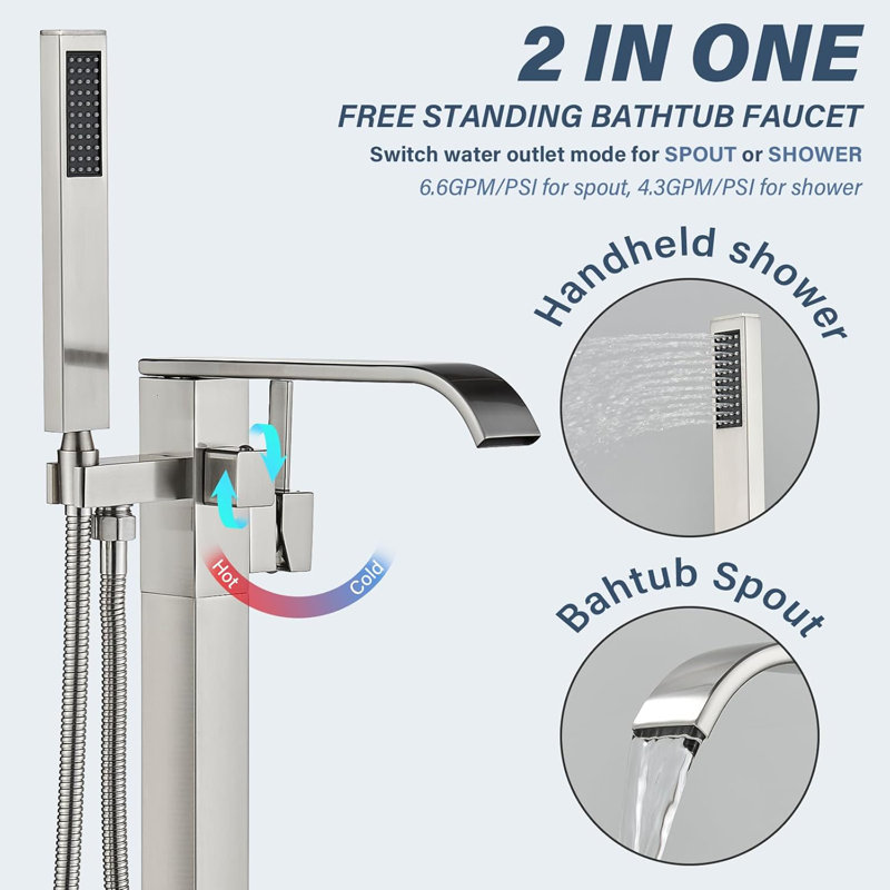 Bathroom Freestanding Tub Filler, Brushed Nickel