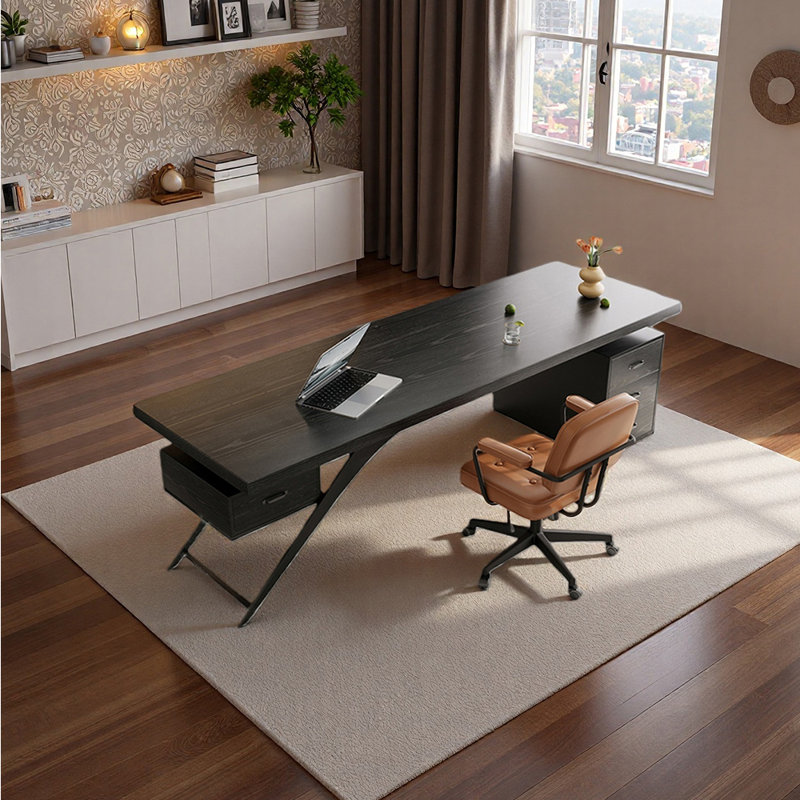 Arbelaez Computer Desk, 29.53" H x 70.87" W x  31.5" D, Black/Black