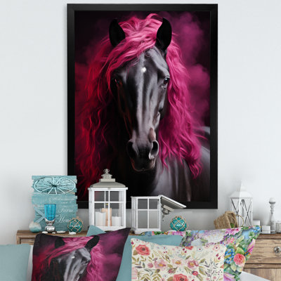 «Black Pink Horse Vibrant Equine II», reproduction sur toile