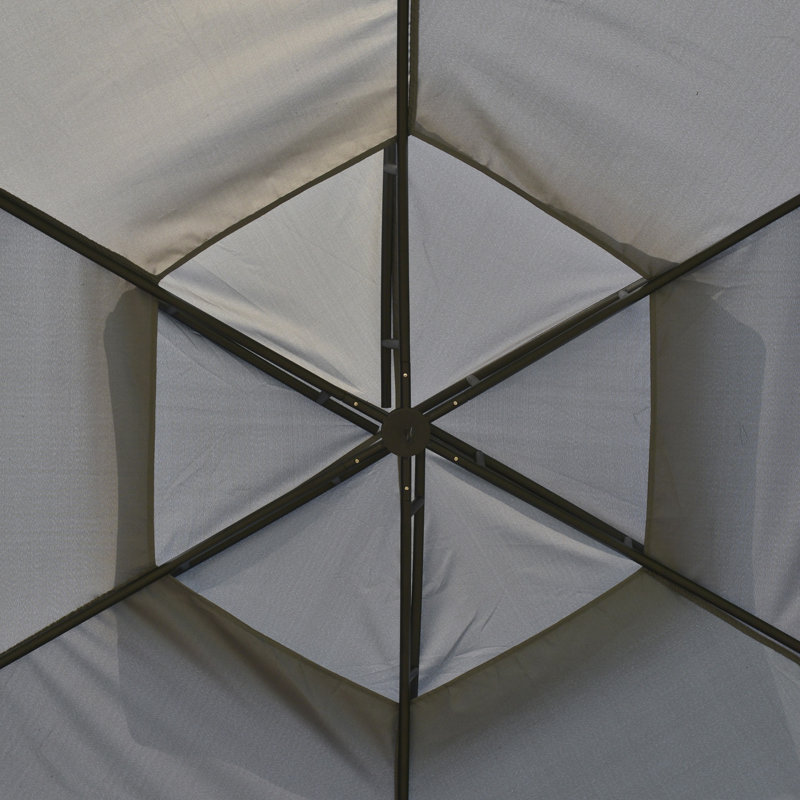 12' x 12' Gray Steel Patio Gazebo with Netting and Curtains