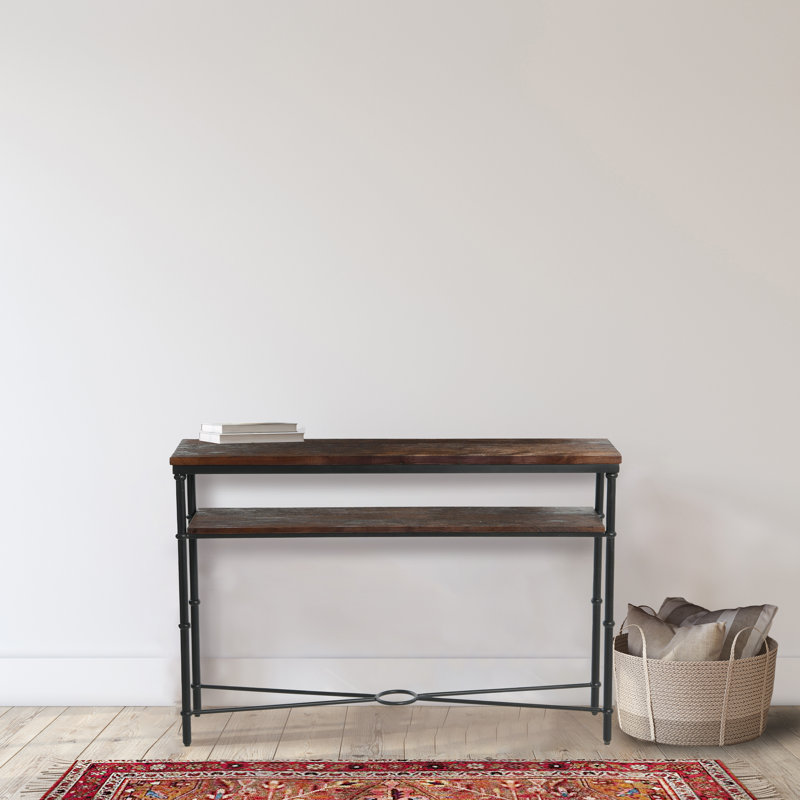 Console en bois massif 48 po Katura, Porte de grange grise