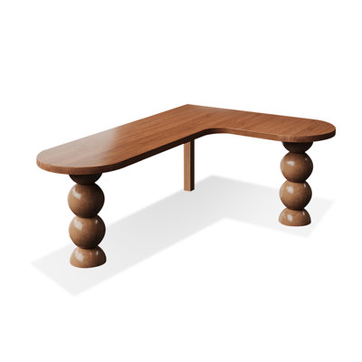 Brown L-Shaped Solid Wood desk