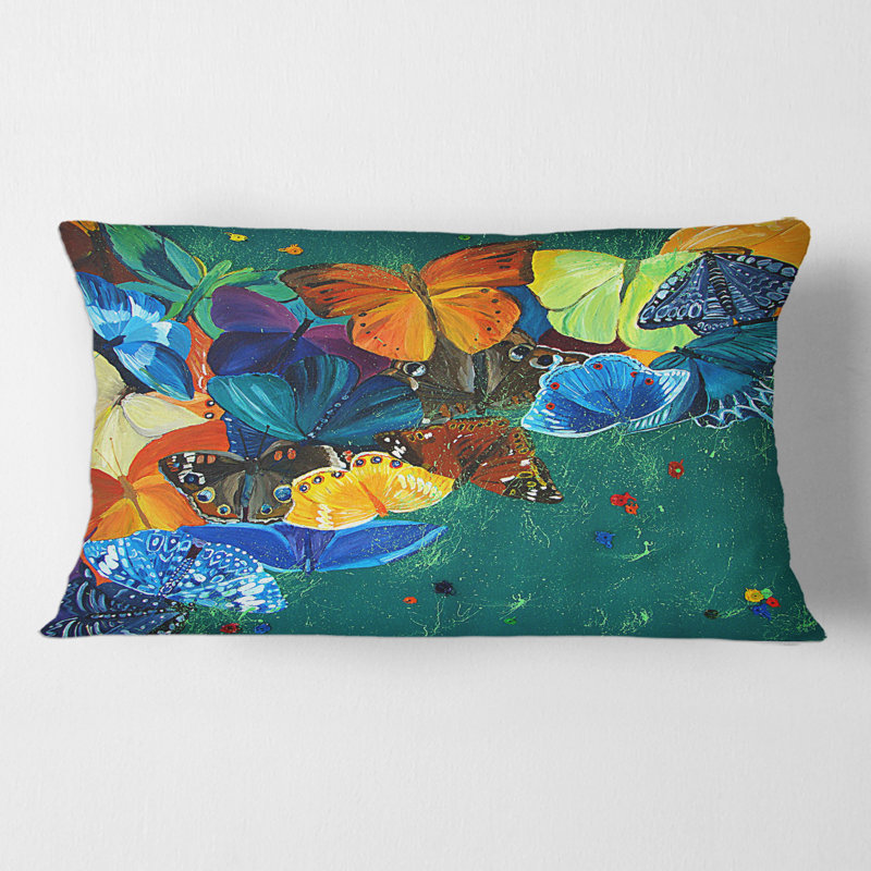 Housse de coussin rectangulaire et insert Butterflies on a Gree