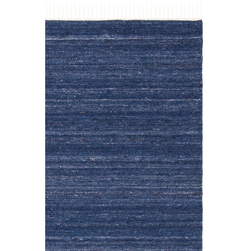 Tapis rayé bleu marine en laine / coton Rubinstein, Carré 7 pi