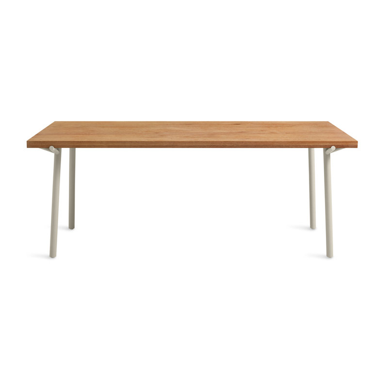 Branch Oak Solid Wood Top Dining Table, 33" W x 91" L, Gray, Oak