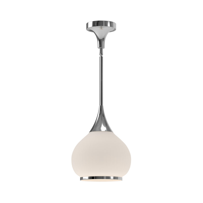 Luminaire suspendu géométrique 1 lumière Hazel, Chrome, Opale, H 63 po x l 10 po x P 10,13 po
