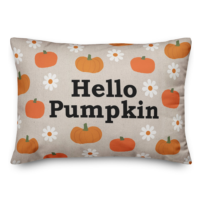 Hello Pumpkin Daisy Pattern Lumbar Pillow
