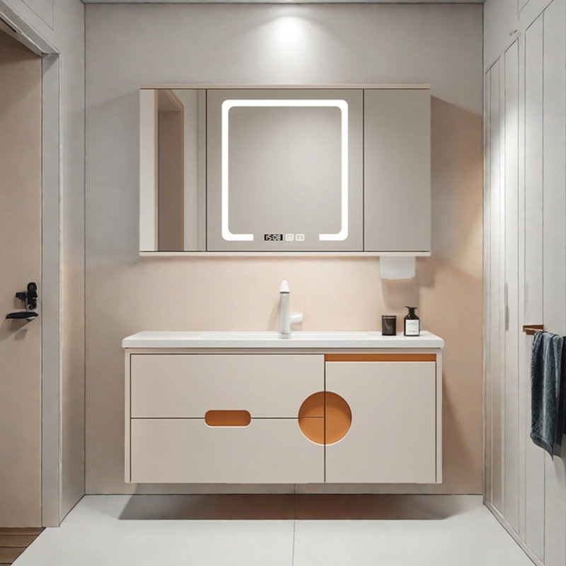 Armoire de salle de bain légère de luxe de style crème