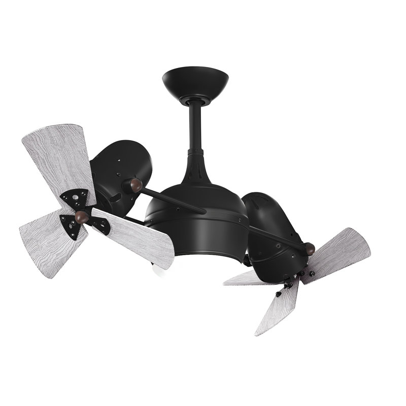 41" Dagny 6-Blade Dual Ceiling Fan with Wall Remote, Matte Black, Barn Wood Tone