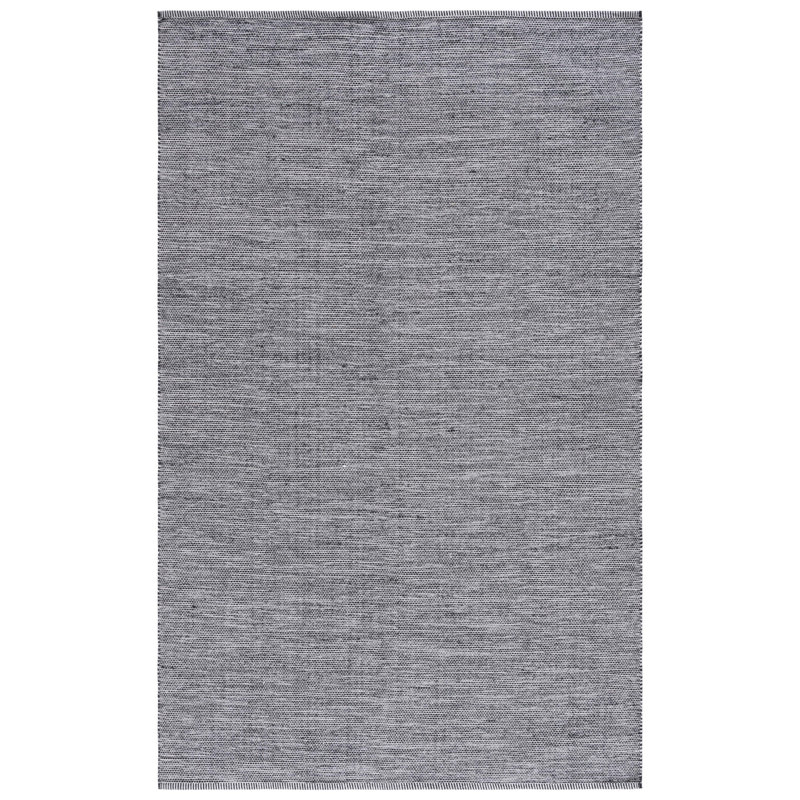 Tapis noir / ivoire en coton tissé à plat à la main Dallis, Rectangle de 5 pi x 8 pi