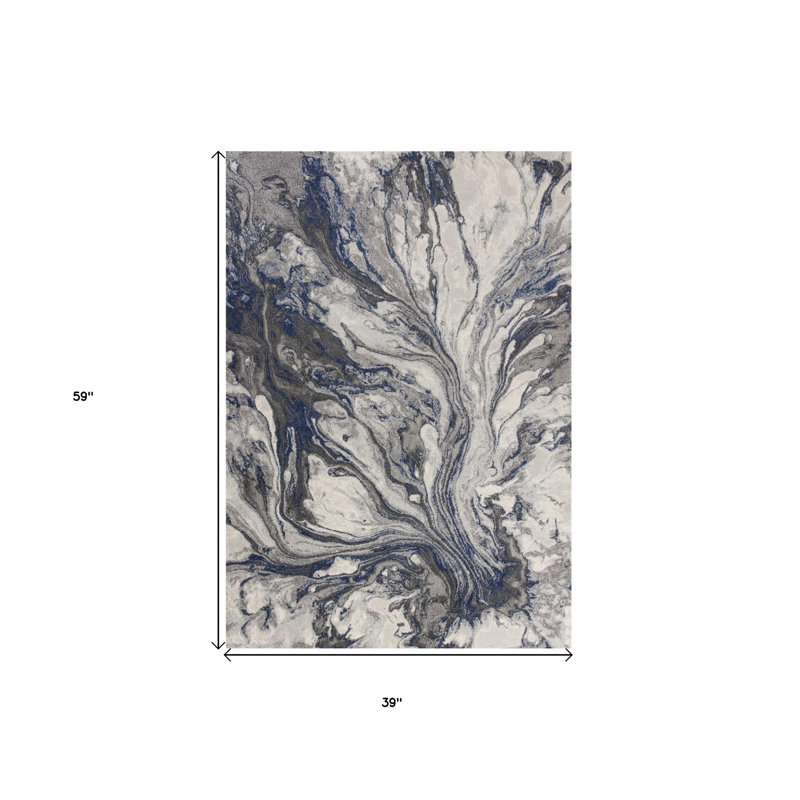 Cianciolo Gray Abstract Area Rug, Rectangle 3'3" x 4'11"
