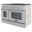 KUCHT Professional 48 po 6,7 pi cu Cuisinière au gaz propane avec brûleurs scellés, plaque chauffante et deux fours - une convection - en acier inoxydable avec porte de four argent