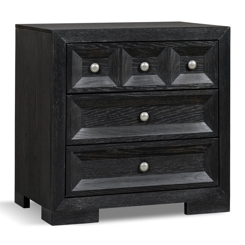 Schell 3-Drawer Nightstand, Black