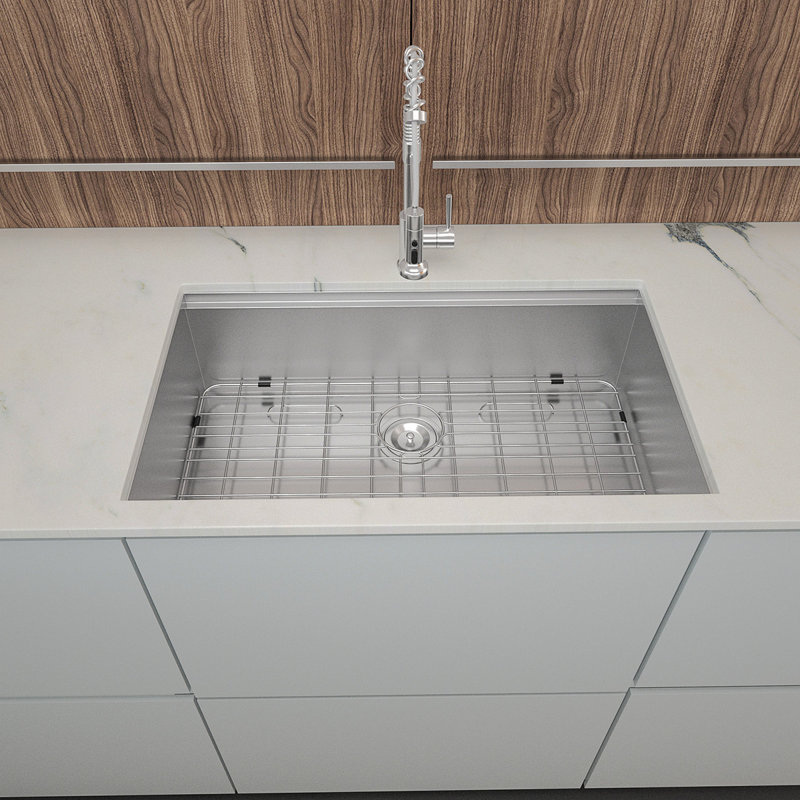 30" Undermount Kitchen Sink - 30*19*9 Inch Kitchen Sink Undermount Single Bowl 16 Gauge Stainless Steel Ledge Workstation Kitchen Sinks