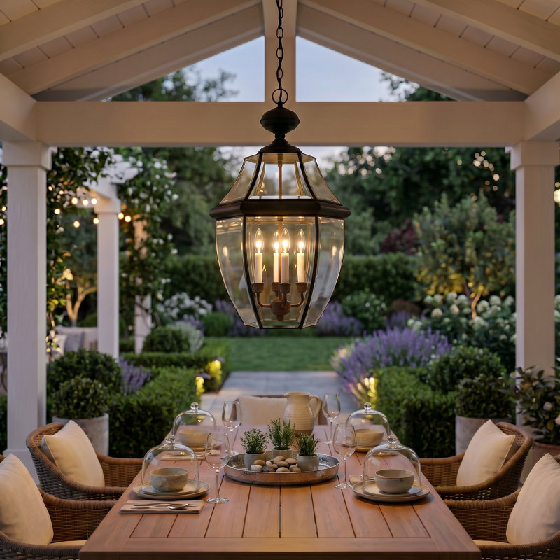 Newbury 4-Light Mystic Black Outdoor Hanging Lantern, Mystic Black