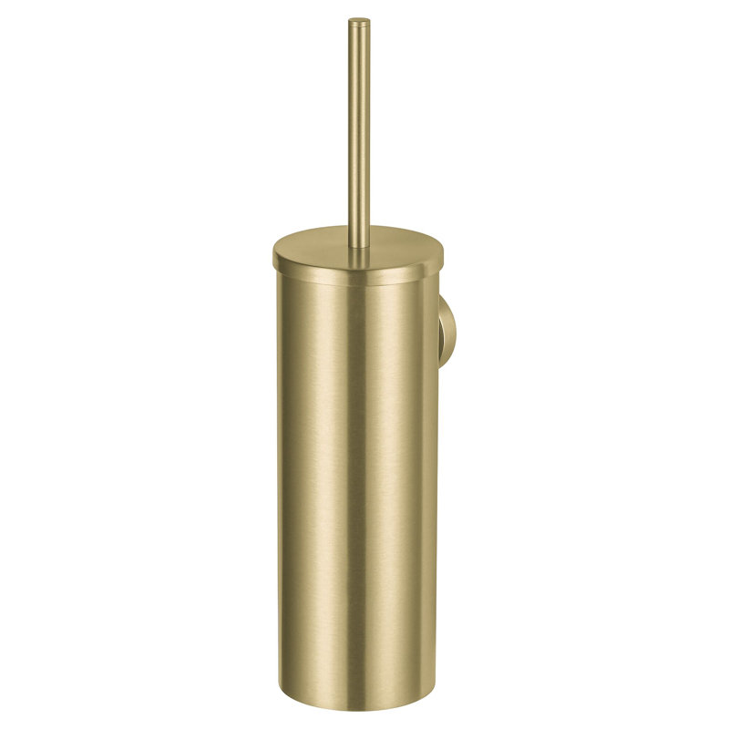 Cosmos Wall Mounted Toilet Brush and Holder, Brushed gold look