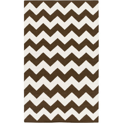 Tapis brun / ivoire en laine tissé à la main Bangor
