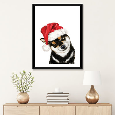 «Christmas Black Shiba Inu» par Big Nose Work - impression d'art graphique