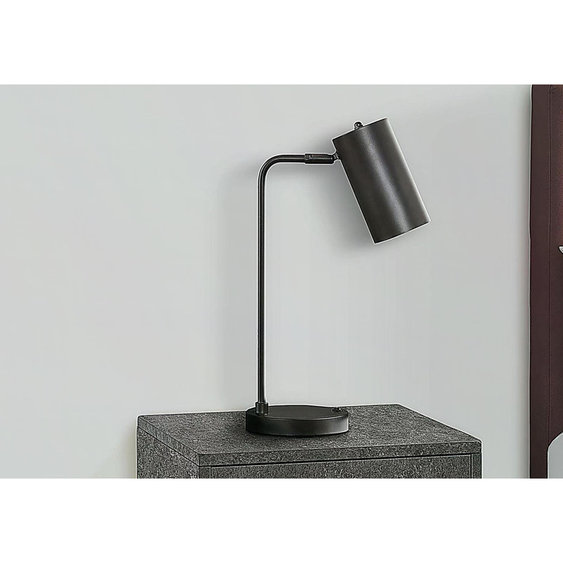 Lighting, 18"h, Table Lamp, Usb Port Included, Grey Metal, Grey Shade, Modern