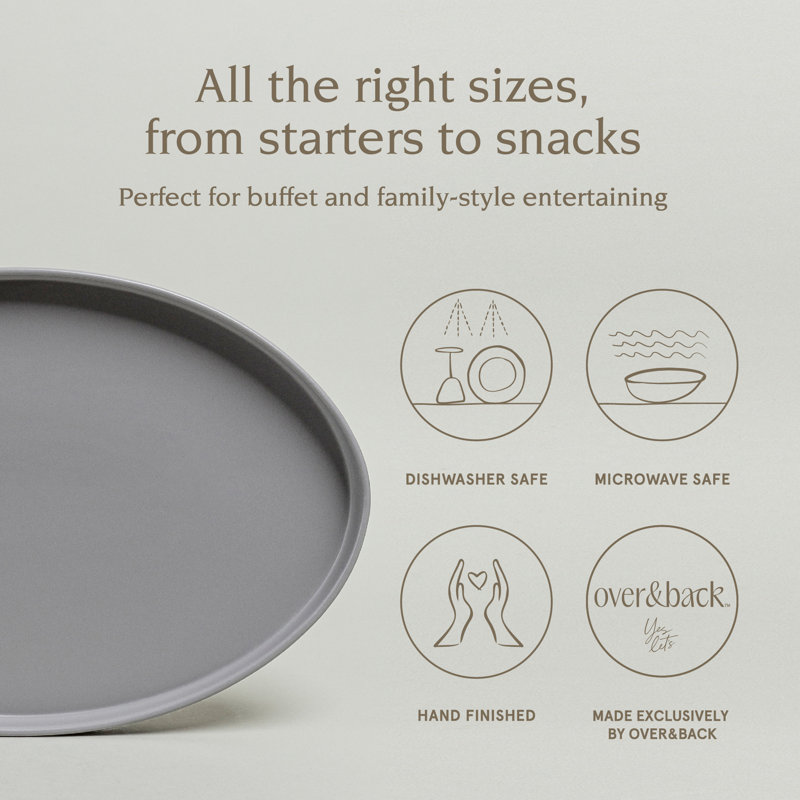 Gray Ceramic Oval Serving Platter, 11" Wide
