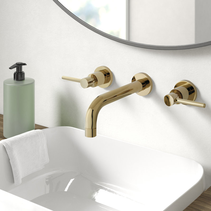 Concord Wall Mounted Bathroom Faucet, Polished Brass