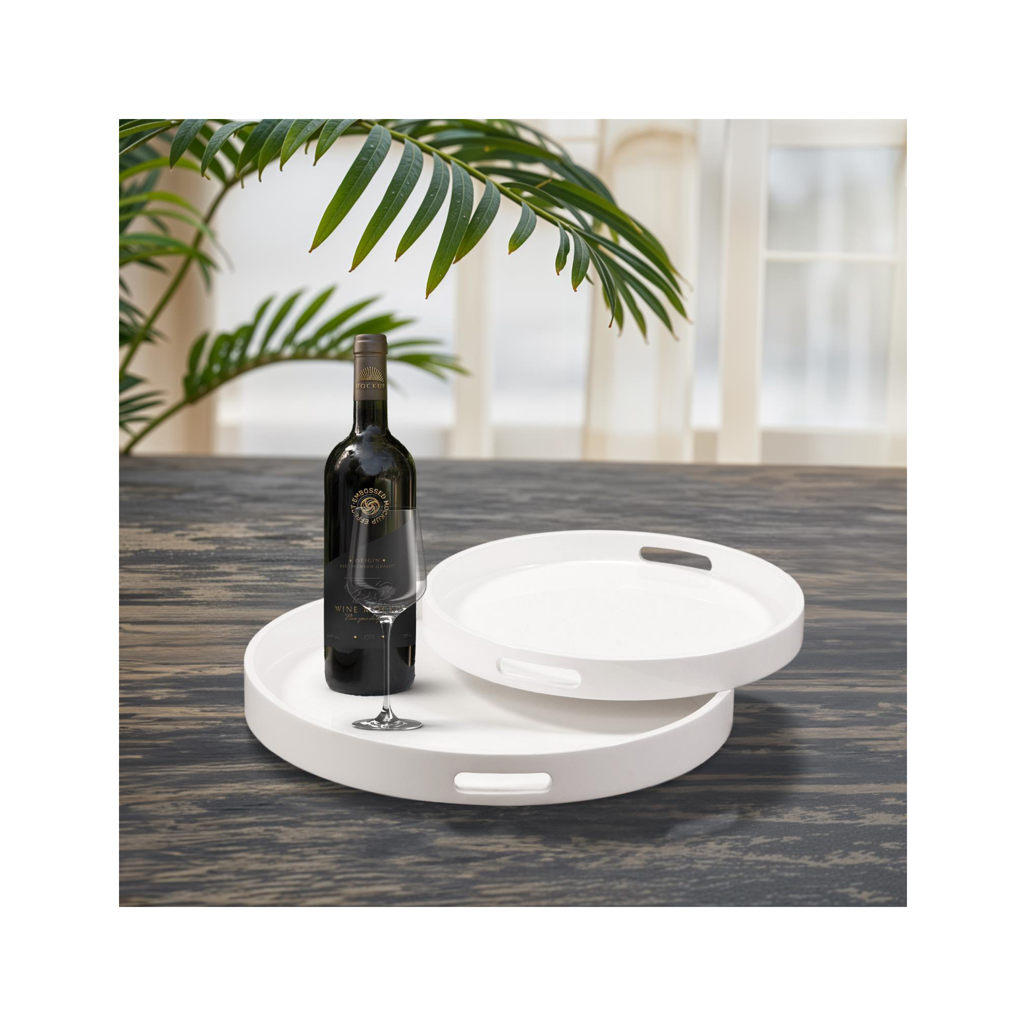 Parke Modern Tray - Set of 2, Rounded, White