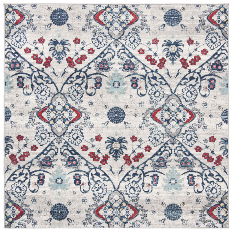 Tapis bleu marine / gris Evart, Carré 6 pi 7 po