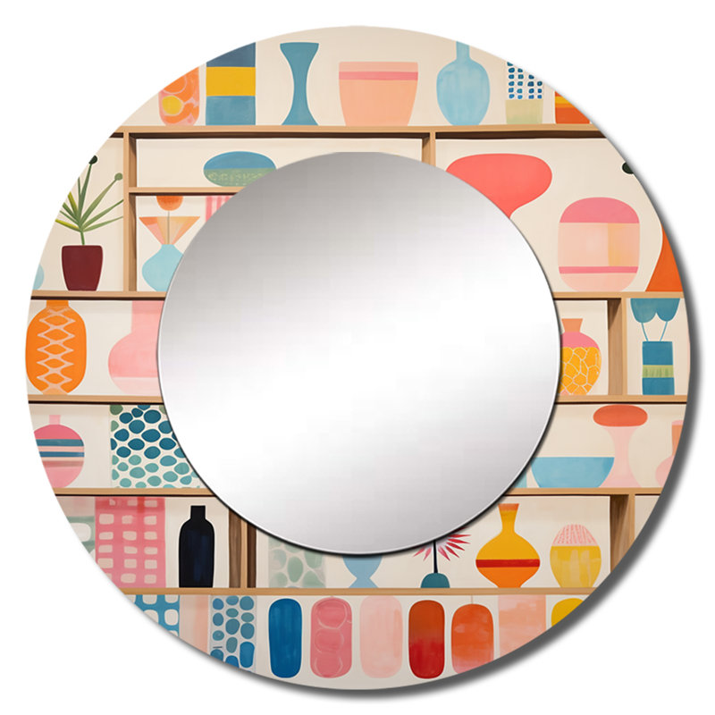 Samanthajo rose Mid Century Playful Patterns IV - Midcentury Modern Large Mirror, Mid-Century Modern, 36 po x 36 po