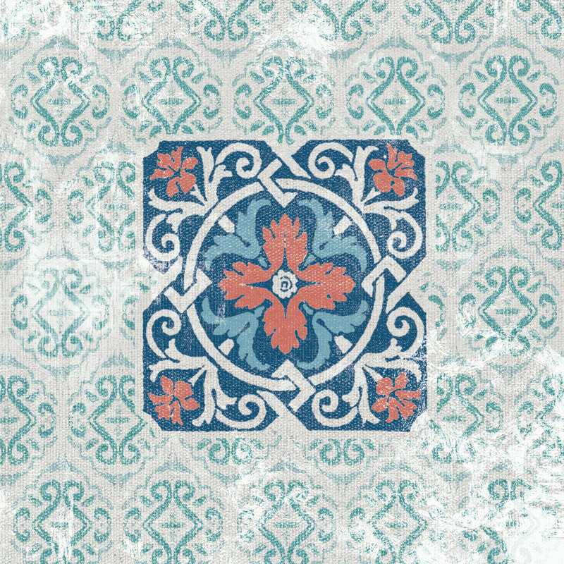 Square Medallion Mediterranean 2 - Wrapped Canvas Print, 91cm H x 91cm W x 3.8cm D
