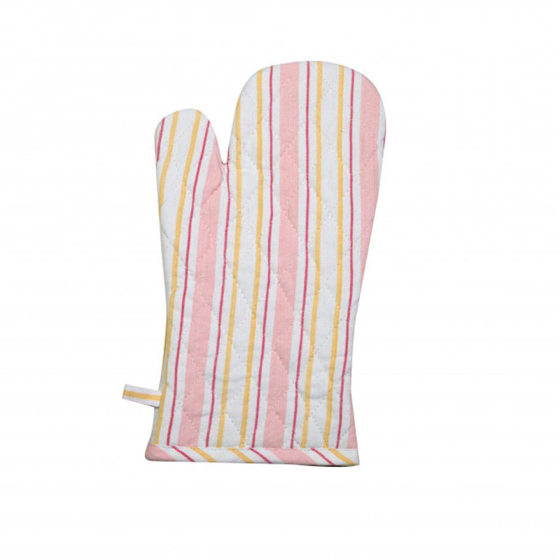 Ensemble de 2 mitaines de four rayées bleues, Rose / blanc / jaune