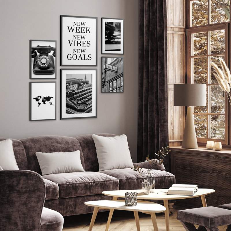 Black And White - No Frame Print Set, Grey Frame