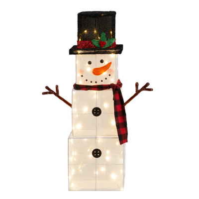 3ft Lighted Square Snowman Christmas Decorations