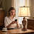 23.5" Vintage Bedside Lamps Set Of 2 With USB A+C And Nightlight - Retro Carved Resin Farmhouse Desk Lamp For Bedrooms, End Tables, Living Room, Bulbs Included-1214178872