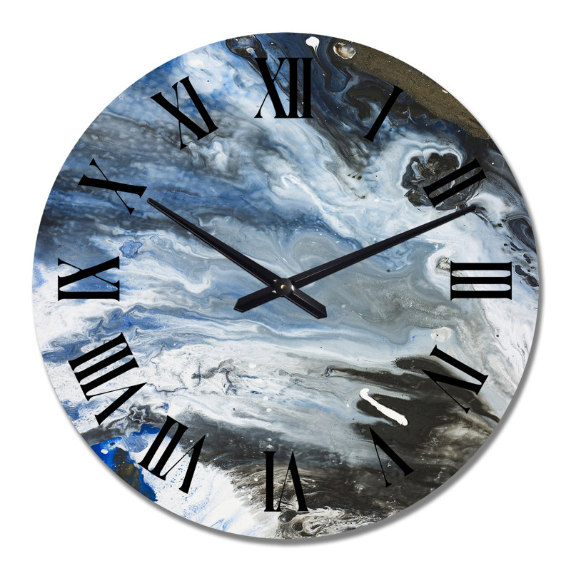 Horloge murale moderne noire, blanche et bleue, Moyen