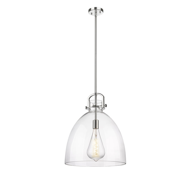 Luminaire suspendu 1 lumière Badillo, Clair, H 19,63 po x l 16 po x P 16 po, Nickel poli