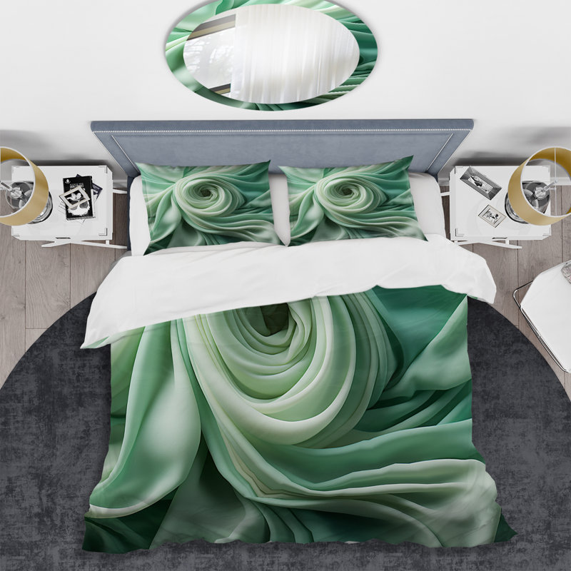 Ensemble de housse de couette Green Soft Fractal Spirals I - Abstract Spirals