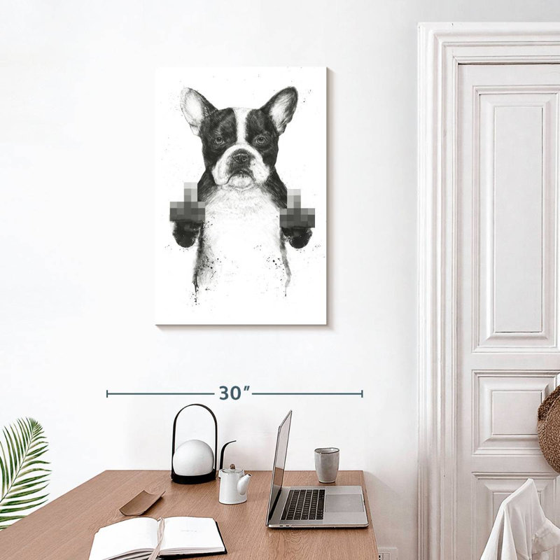 Brampt chien censuré, H 30 po x l 20 po