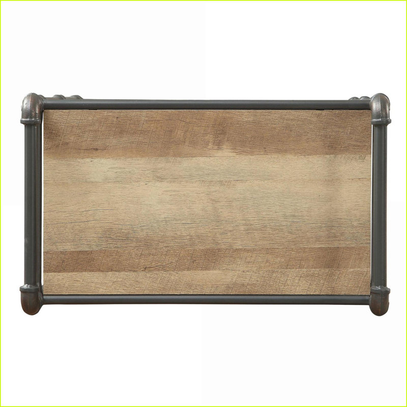 Bookshelf, Industrial 3-Tier Antique Oak &amp; Sandy Grey Finish | Wood+Metal | Industrial