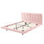 Queen Floating PU Leather Platform Bed with LED Lights, Upholstered Button-Tufted Headboard, Modern Platform Bed, No Box Spring, Pink-627831957